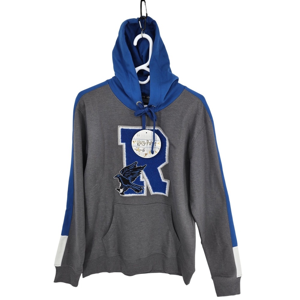 Harry Potter Ravenclaw Hoodie Mens Medium Gray Blue Hogwarts‎ Sweatshirt